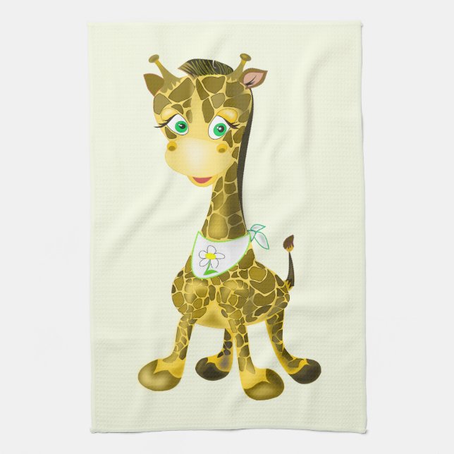 Happy Baby Giraffe kitchen towel - Custom Colours (Vertical)