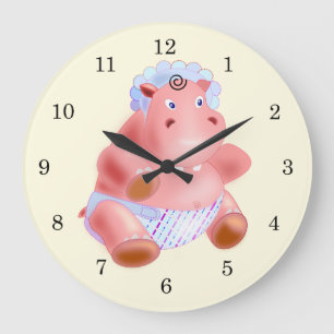 Happy Baby Hippo Large Clock