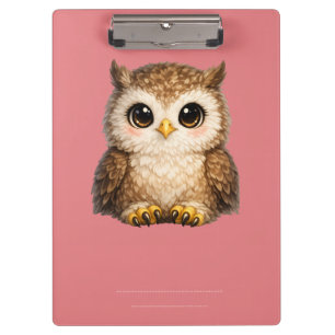 Happy Baby Owl Cartoon Art for Kids and Cosy Gifts Clipboard