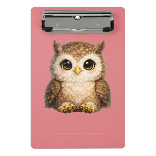 Happy Baby Owl Cartoon Art for Kids and Cosy Gifts Mini Clipboard