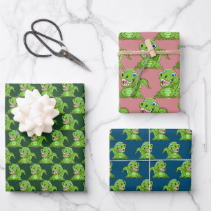 Happy Baby T-Rex Dinosaur Design Wrapping Paper Sheet