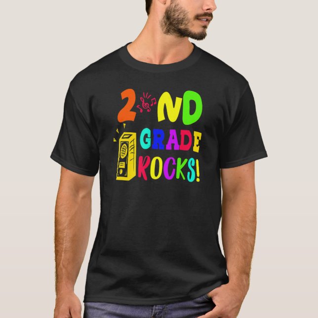 Happy Back To School Day Me 2nd Grade Rocks Teache T-Shirt (Front)