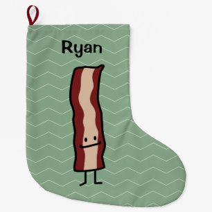 Happy Bacon Smirk Classic Design Large Christmas Stocking