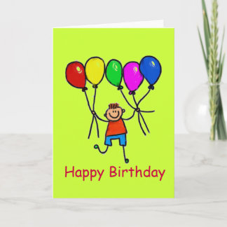 Happy Balloon Boy Birthday Card