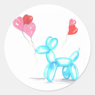 Happy Ballooon Dog  Classic Round Sticker