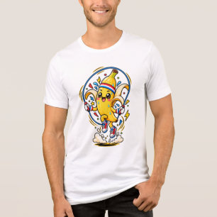 Happy Banana Jumping Rope Cartoon Fitness Mascot Tri-Blend Shirt
