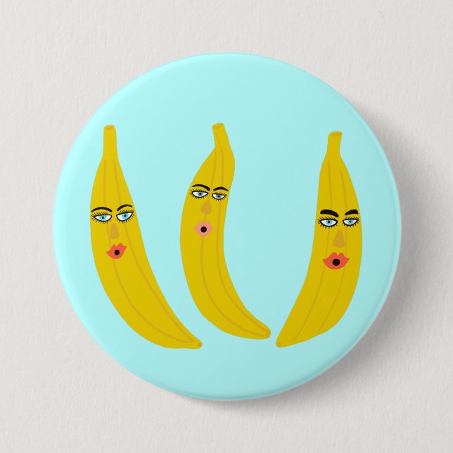 Happy Banana Trio Whimsical 7.5 Cm Round Badge (Front)