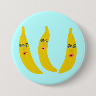 Happy Banana Trio Whimsical 7.5 Cm Round Badge