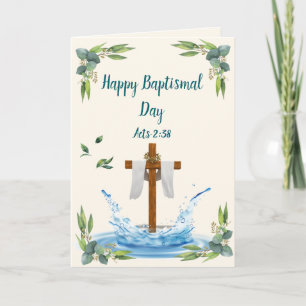 Happy Baptismal Day - Acts 2:38 Thank You Card