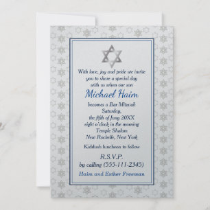 Happy Bar Mitzvah 20XX Tefillin Stylish Invitation