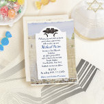 Happy Bar Mitzvah Jerusalem Kotel Tefillin Vintage Invitation<br><div class="desc">Happy Bar Mitzvah 20XX Greeting card, Invitation with template. "Prayers Jerusalem Kotel" Western Wall landscape watercolor painting illustration, by Sofia Polonsky. Traditional elements Tefillin, gold star of David Pattern. Vintage, Design. Religious Events Bar Mitzvahs Decoration, 13th Birthday. Invitations & Stationery > Invitations & Announcements > Religious Celebrations > Bar &...</div>