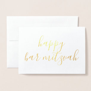 Happy bar mitzvah simple calligraphy Gold Foil Card