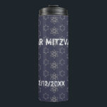 Happy Bar Mitzvah! Thermal Tumbler<br><div class="desc">Happy Bar Mitzvah! 20XX Birthday Decoration. Navy Blue pattern with Israel Stars. Modern Design</div>