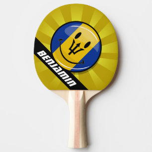 Happy Barbados Flag Ping Pong Paddle