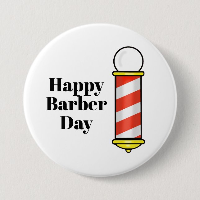 Happy Barber Day Button (Front)