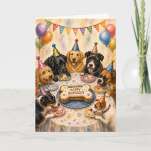 Happy Barkday Dog Birthday Card Party Dogs