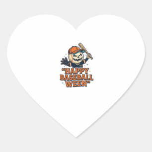 Happy Baseball Ween Vintage Halloween Baseball Des Heart Sticker