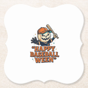 Happy Baseball Ween Vintage Halloween Baseball Des Paper Coaster