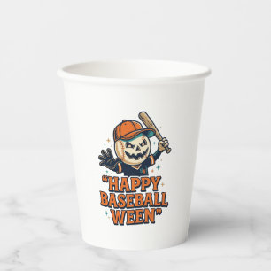 Happy Baseball Ween Vintage Halloween Baseball Des Paper Cups