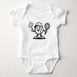 Happy Baseball with Sparkler and Racket Baby Bodysuit