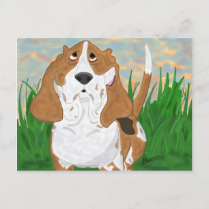 Happy Basset Hound Postcard
