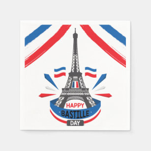Happy Bastille Day Eiffel Tower Napkin