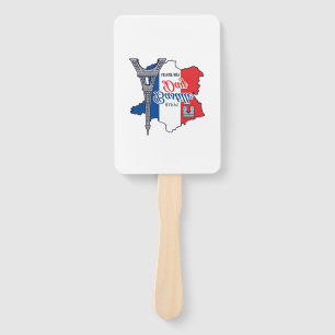 Happy Bastille Day France Map Eiffel Tower Vector_ Hand Fan