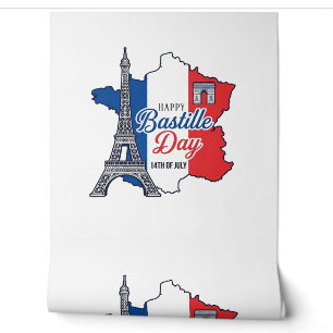 Happy Bastille Day France Map Eiffel Tower Vector_ Wallpaper