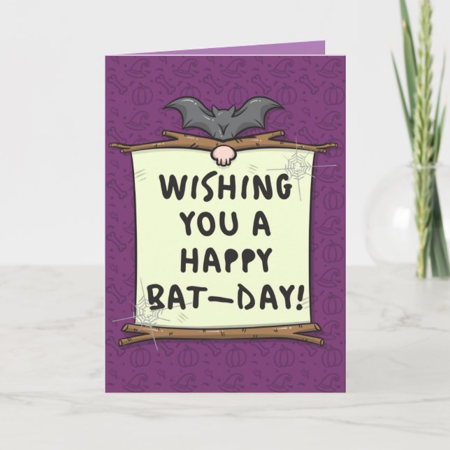 Happy Bat-Day Halloween Birthday Card (Front)