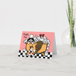 Happy Bath Time Chocolate Labrador and Dog Friends Thank You Card