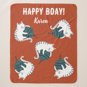 Happy BDAY Baby Tabby cute cat Sherpa Blanket