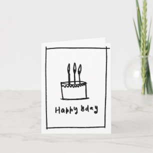 Happy Bday - Minimal - Folded Greeting Card