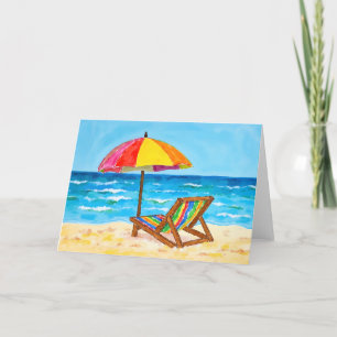 Happy Beach Chair Rainbow Watercolor Thank You Card