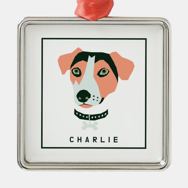 Happy Beagle Custom Metal Ornament (Front)