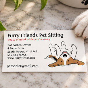 Happy Beagle Cute Cartoon Dog Pet Care Service Business Card