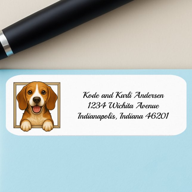 Happy Beagle Return Address Label (Creator Uploaded)
