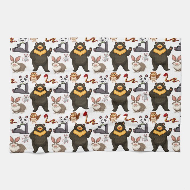 Happy Bear And Friends Tea Towel (Horizontal)