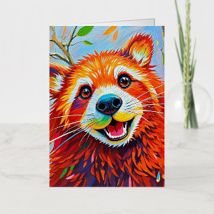Happy Bear Expressive abstract animal art Foil Greeting Card