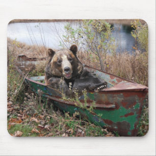 Happy Bear In a Rusty Rowboat Mouse Pad