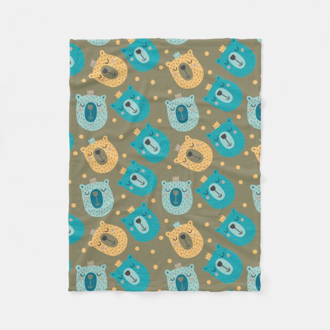 Happy Bear Kings Fleece Blanket (Front)