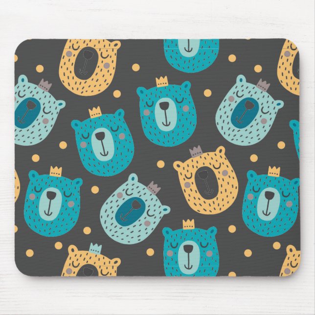 Happy Bear Kings Pattern Scandinavian Style Mouse Pad (Front)