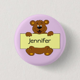 Happy bear with customisable banner cartoon button