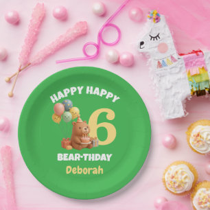 Happy BEARthday Custom Teddy Bear 6th Birthday  Paper Plate