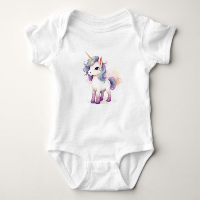 Happy Beautiful Majestic Unicorn  Baby Bodysuit (Front)