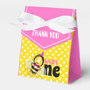 Happy Bee 1st Birthday Party Favour Box for Girl