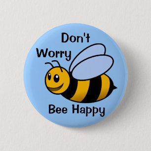 Happy Bee 6 Cm Round Badge