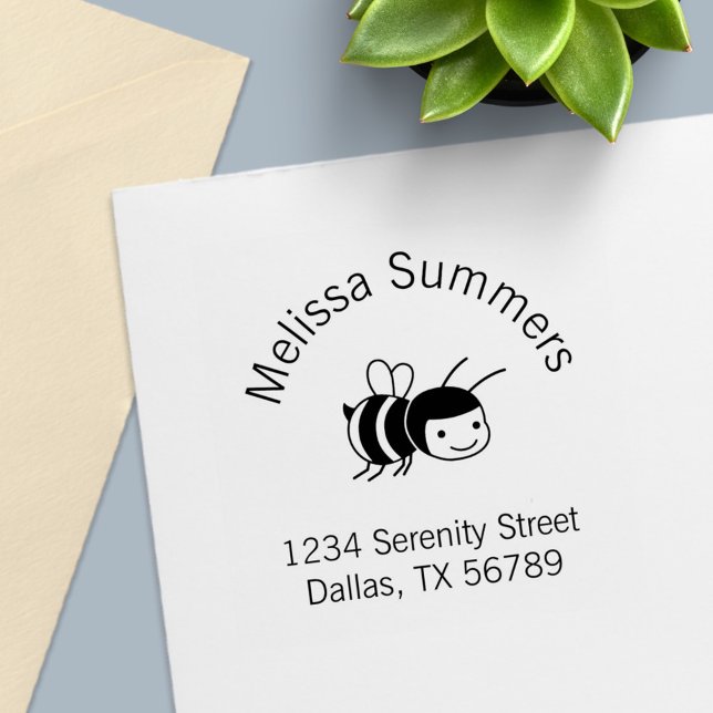 Happy Bee Address Self-inking Stamp (Creator Uploaded)