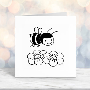 Happy Bee and Flowers Self-inking Stamp