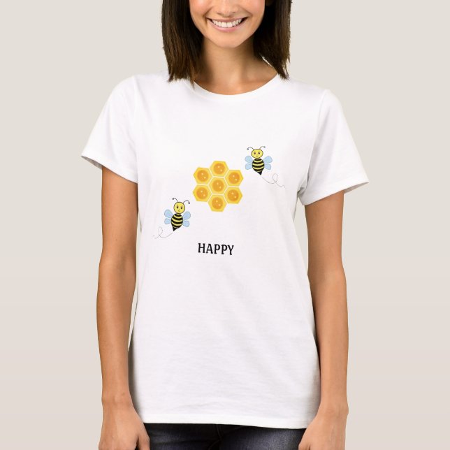Happy Bee and Honeycomb T-Shirt (Front)