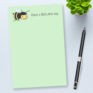 Happy Bee BEEutiful (Beautiful) Day Green Post-it Notes